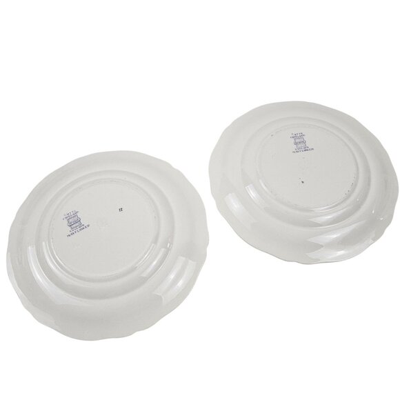 Copeland Spode Mayflower 2 Salad Plates Floral Lavender Border Vintage England - Picture 9 of 11